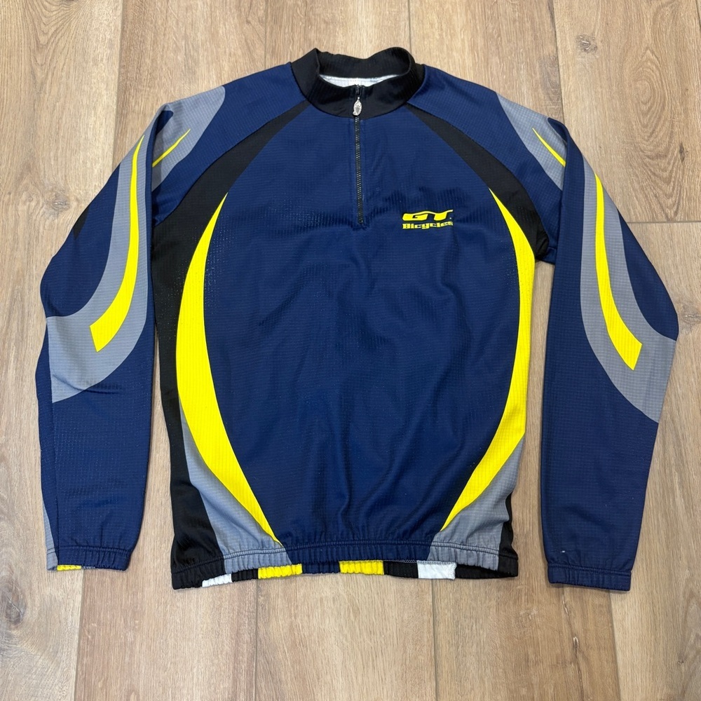 VTG! Y2K 🌟GT🌟 CASTELLI MENS LONG SLEEVE 1/4 ZIP CYCLING JERSEY NAVY BLUE SZ L